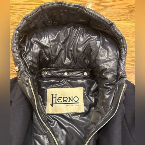 Herno Layered Quilted & Wool Puffer Jacket Navy size 42 - Picture 7 of 8